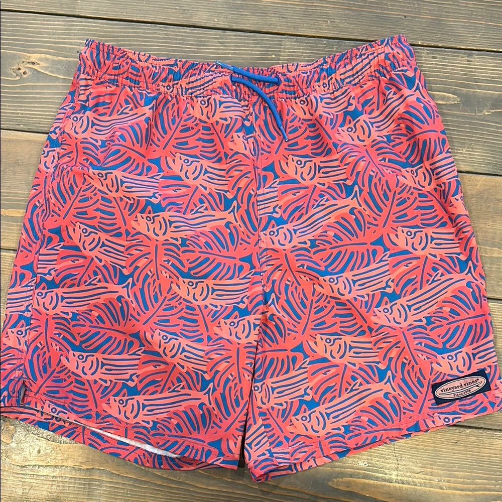 Vineyard Vines Pink and Blue Fish Pattern Shorts